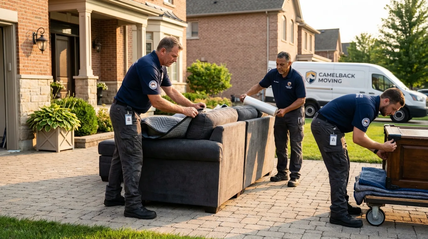 Large estate moving crew wrapping furniture in Corning, AR